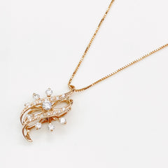 【在庫一掃】 メレダイヤ デザインネックレス PG ピンクゴールド ペンダント ネックレス K18 ダイヤモンド レディース 【中古】 nbjwl