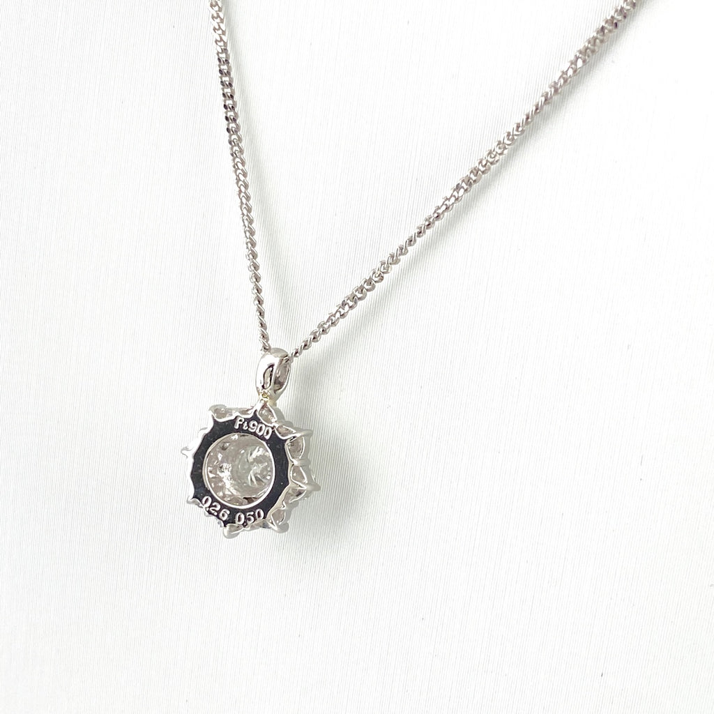 フラワーモチーフ デザインネックレス プラチナ ペンダント メレダイヤ 花 ネックレス Pt900 Pt850 ダイヤモンド レディース 【中古】nbjwl
