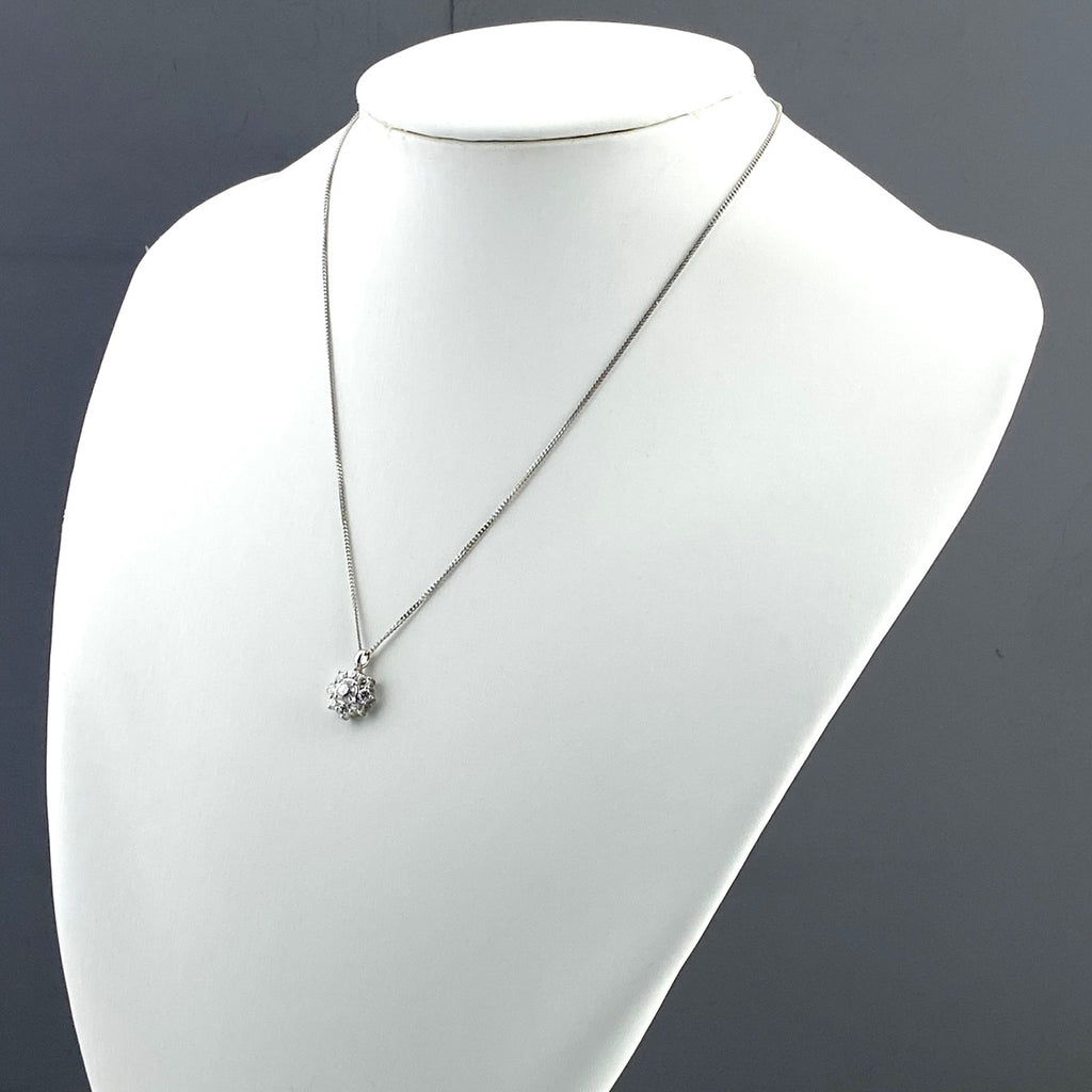 フラワーモチーフ デザインネックレス プラチナ ペンダント メレダイヤ 花 ネックレス Pt900 Pt850 ダイヤモンド レディース 【中古】nbjwl