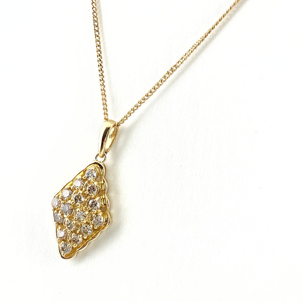 メレダイヤ デザインネックレス YG イエローゴールド ペンダント ネックレス K18 ダイヤモンド レディース 【中古】nbjwl