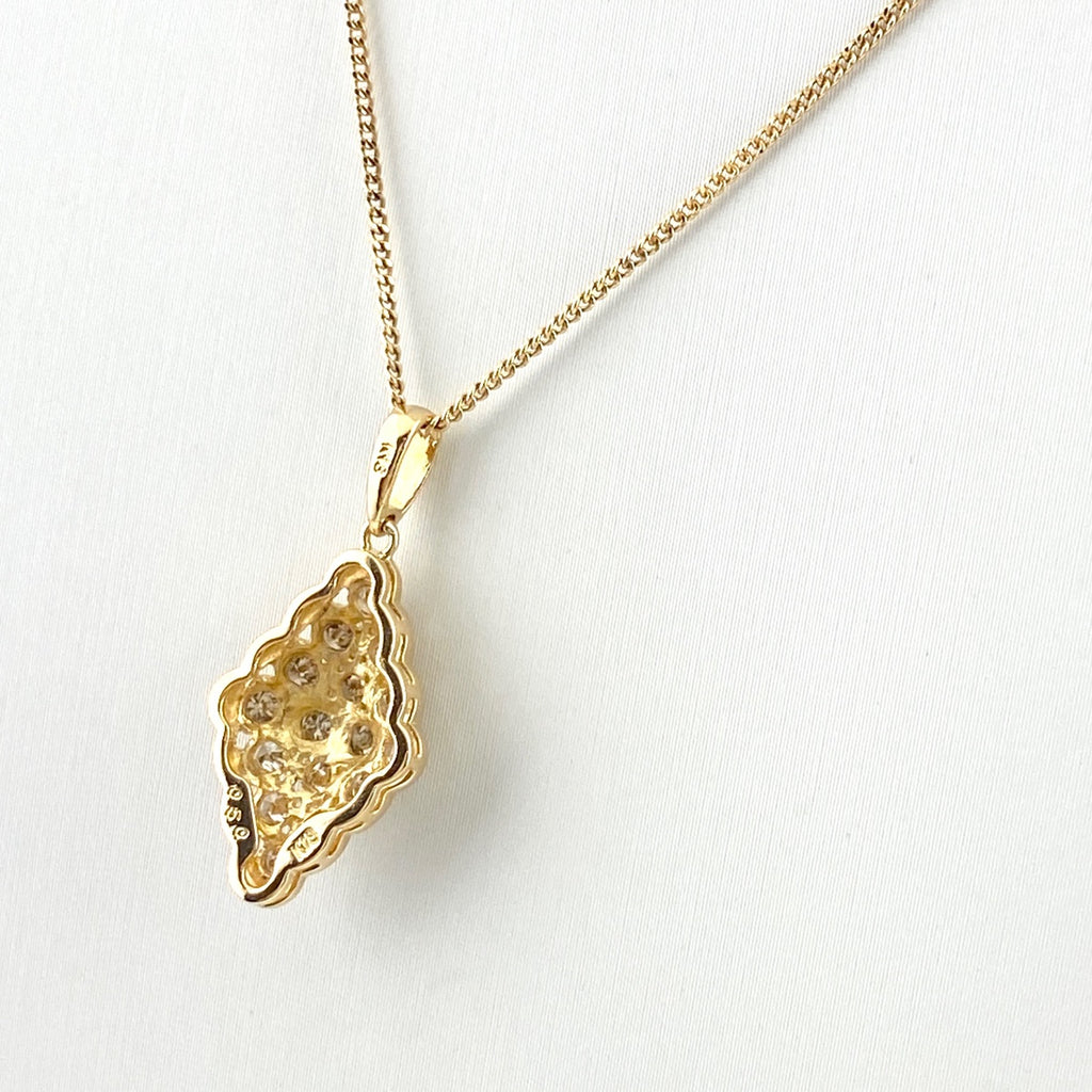 メレダイヤ デザインネックレス YG イエローゴールド ペンダント ネックレス K18 ダイヤモンド レディース 【中古】nbjwl