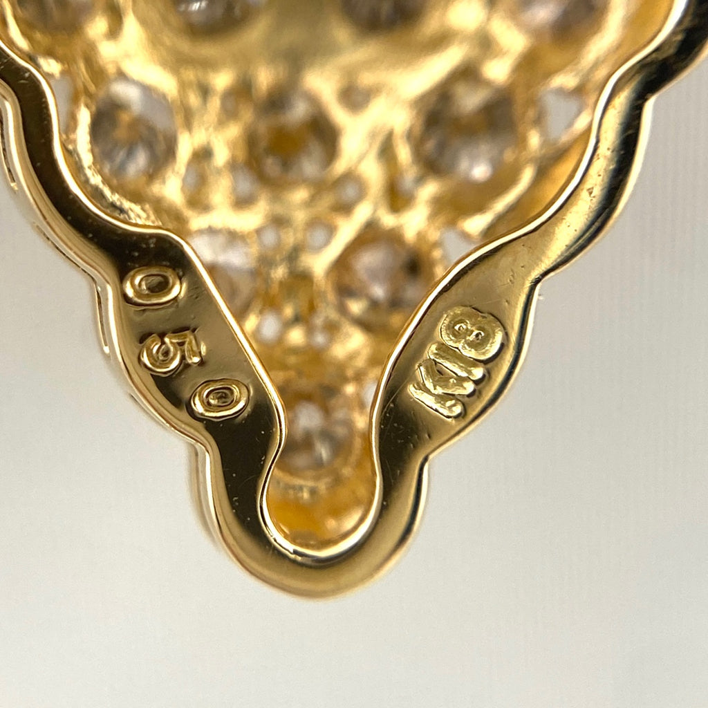 メレダイヤ デザインネックレス YG イエローゴールド ペンダント ネックレス K18 ダイヤモンド レディース 【中古】nbjwl