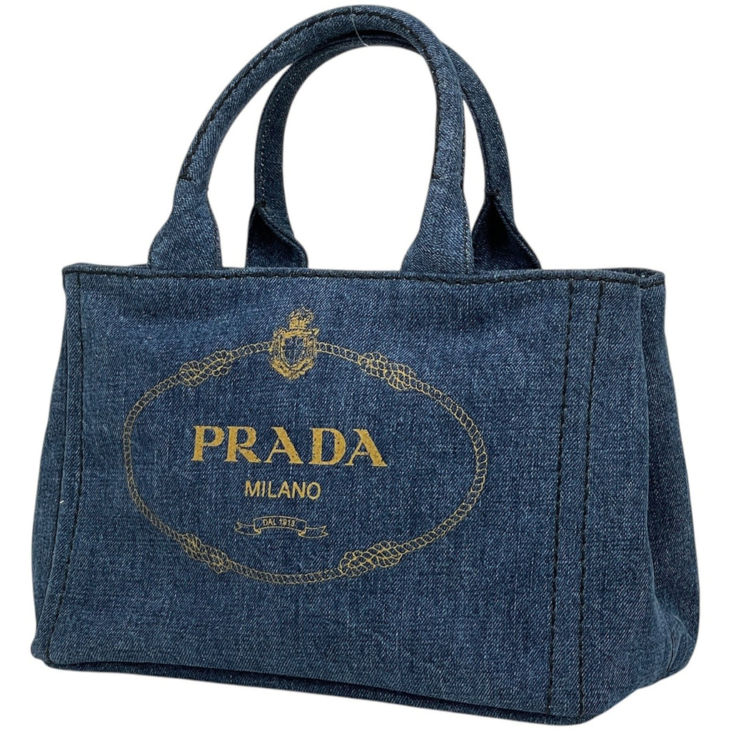 プラダ カナパ トート 2WAY ショルダーバッグ ハンドバッグ トートバッグ デニム ブルー 1BG439 レディース 【中古】brbag