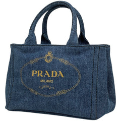 プラダ カナパ トート 2WAY ショルダーバッグ ハンドバッグ トートバッグ デニム ブルー 1BG439 レディース 【中古】brbag