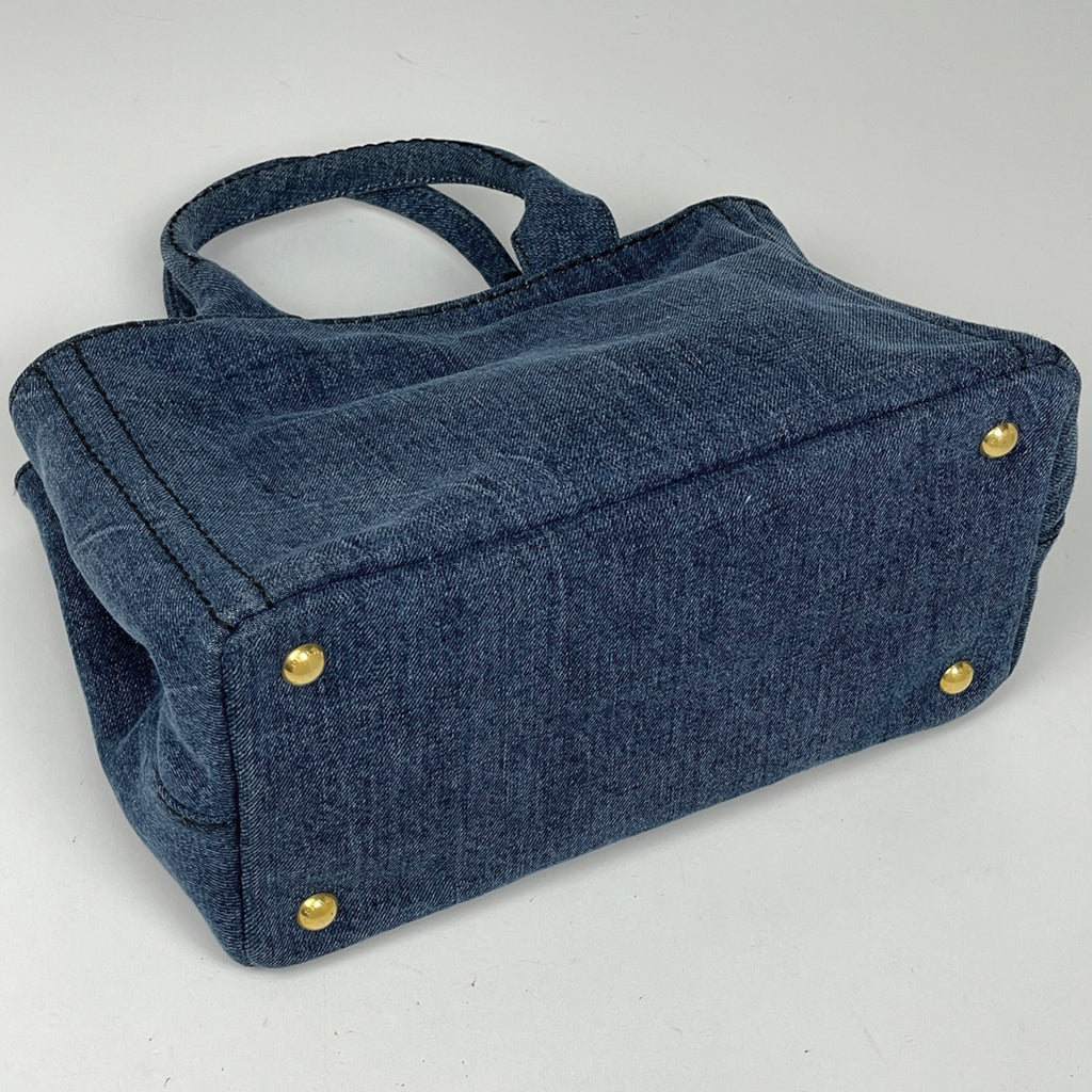 プラダ カナパ トート 2WAY ショルダーバッグ ハンドバッグ トートバッグ デニム ブルー 1BG439 レディース 【中古】brbag