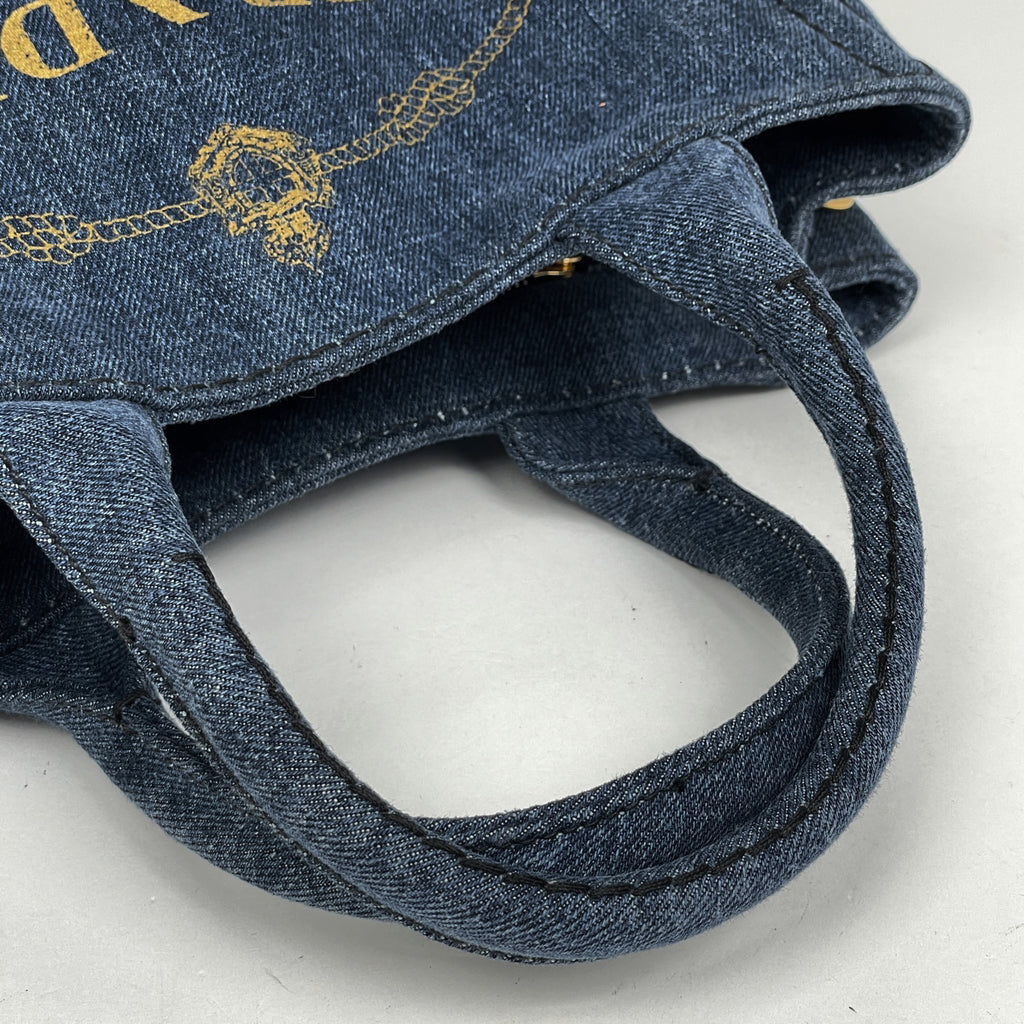 プラダ カナパ トート 2WAY ショルダーバッグ ハンドバッグ トートバッグ デニム ブルー 1BG439 レディース 【中古】brbag