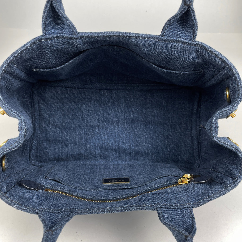 プラダ カナパ トート 2WAY ショルダーバッグ ハンドバッグ トートバッグ デニム ブルー 1BG439 レディース 【中古】brbag
