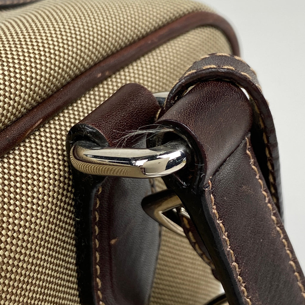 プラダ ロゴ ショルダーバッグ ジャガード ショルダーバッグ キャンバス ベージュ ダークブラウン レディース 【中古】brbag