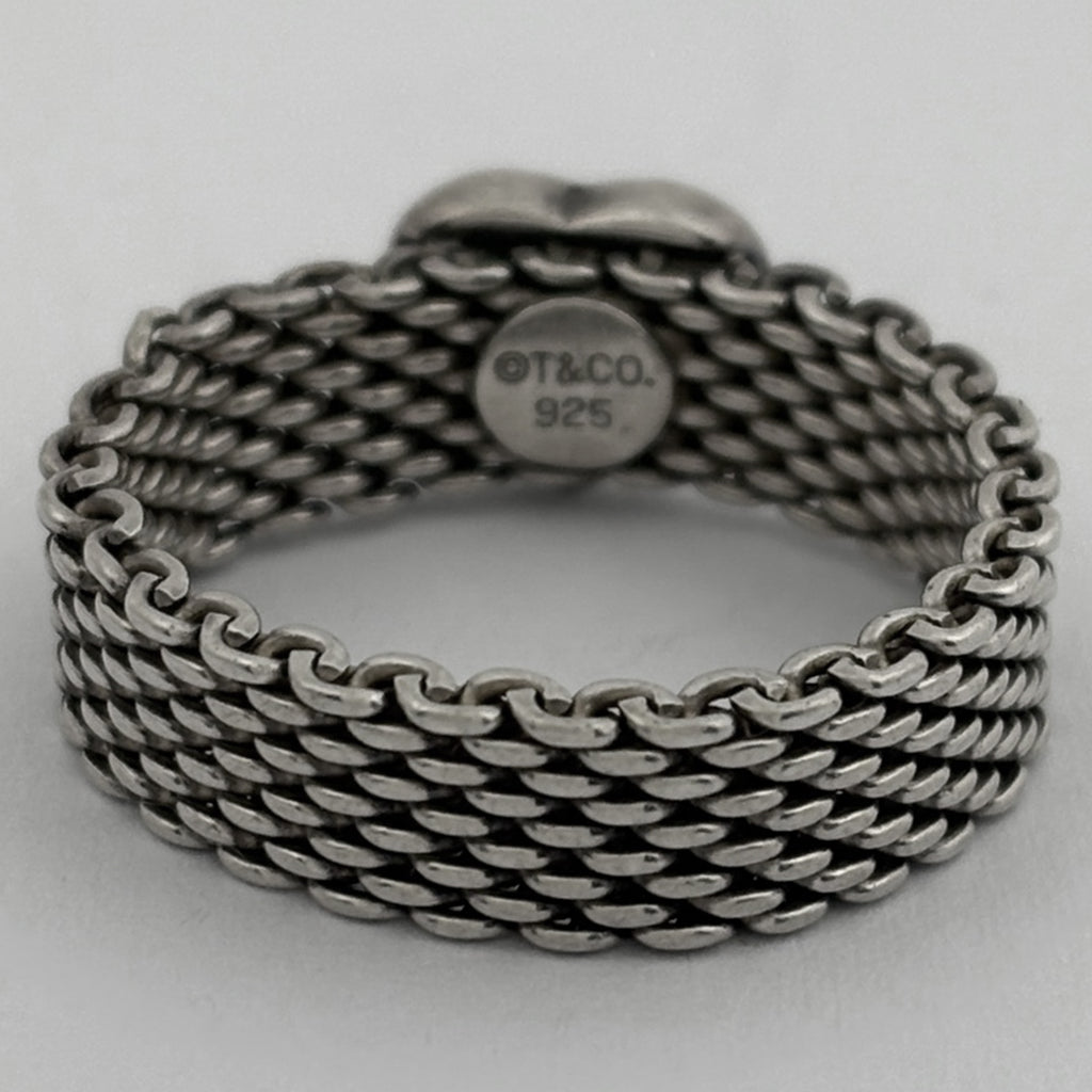 ティファニー サマセット メッシュ リング ハート リング 18号 シルバー925 シルバー レディース 【中古】bracc