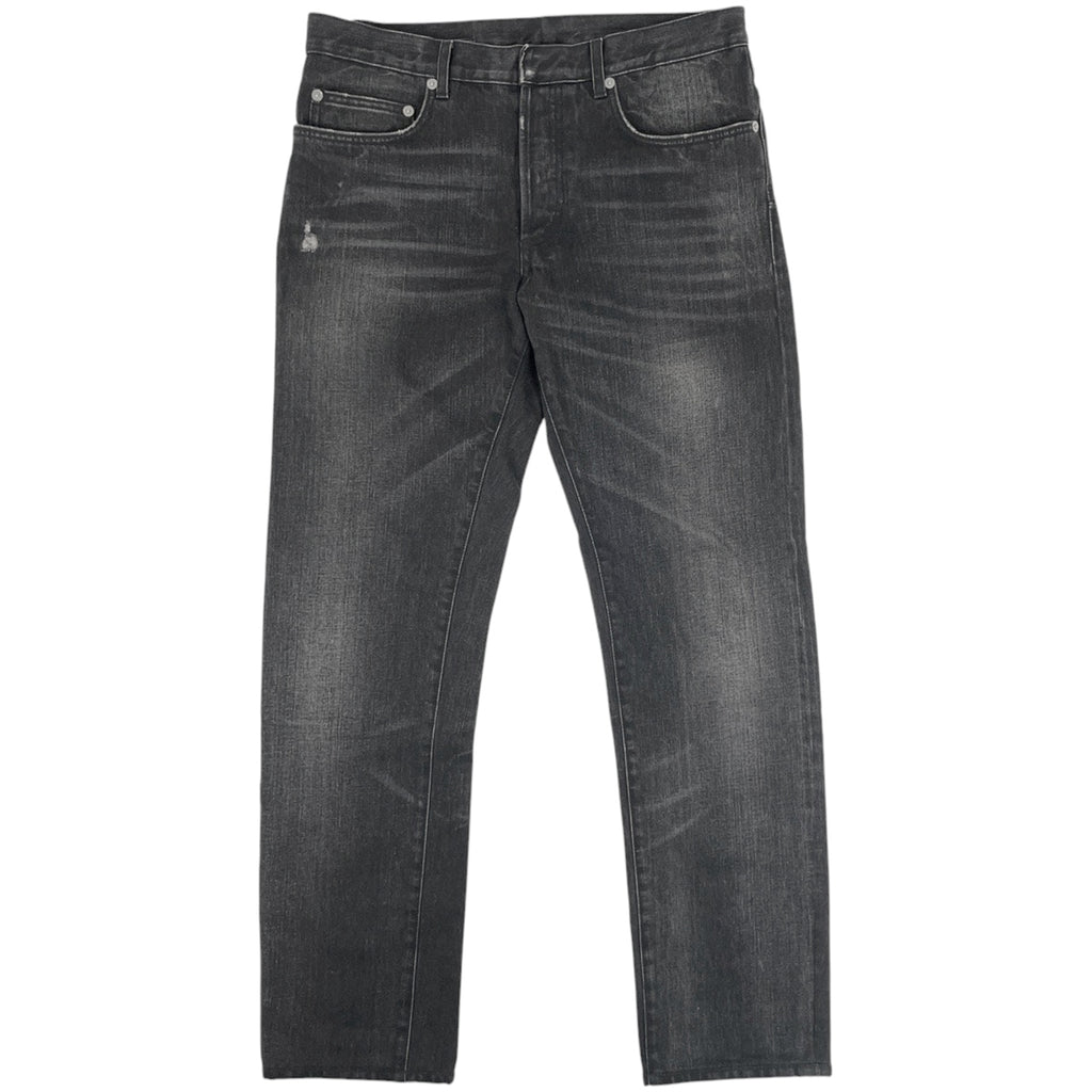 ディオール デニムパンツ ストレート ダメージ ボタンフライ ボトムス パンツ コットン ブラック メンズ 【中古】brapp
