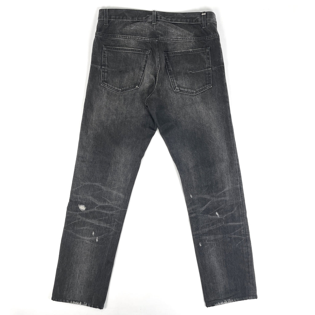 ディオール デニムパンツ ストレート ダメージ ボタンフライ ボトムス パンツ コットン ブラック メンズ 【中古】brapp
