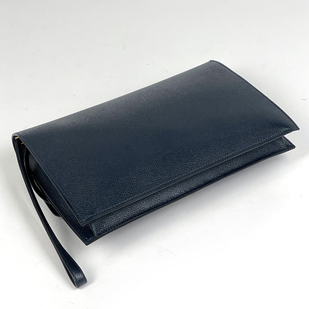 エルメス ポシェットジェット セカンドバッグ クラッチバッグ クシュベル ネイビー 〇W レディース 【中古】brbag