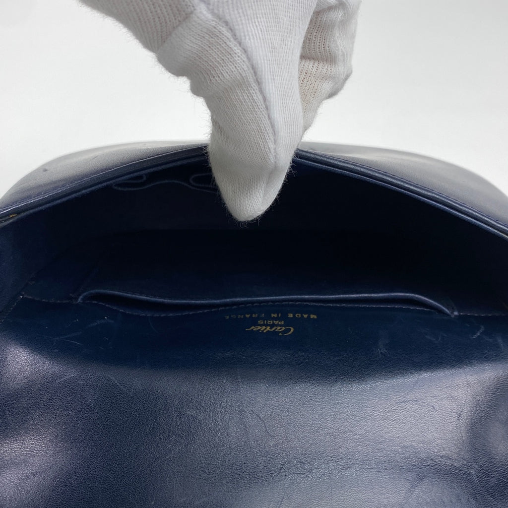カルティエ サファイアライン ショルダーバッグ 肩掛け ショルダーバッグ レザー ネイビー レディース 【中古】brbag