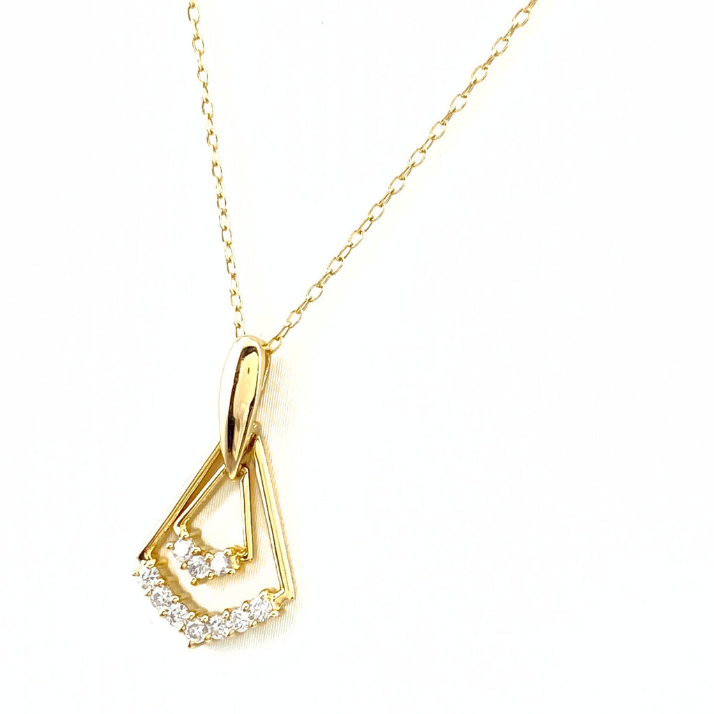 メレダイヤ デザインネックレス YG イエローゴールド ペンダント ネックレス K18 ダイヤモンド レディース 【中古】nbjwl