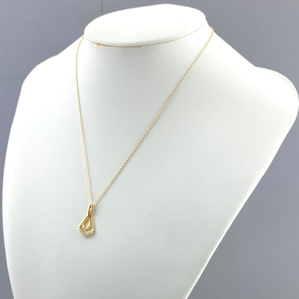 メレダイヤ デザインネックレス YG イエローゴールド ペンダント ネックレス K18 ダイヤモンド レディース 【中古】nbjwl