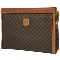 セリーヌ マカダム柄 セカンドバッグ クラッチバッグ セカンドバッグ コーティングキャンバス ブラウン レディース 【中古】brbag