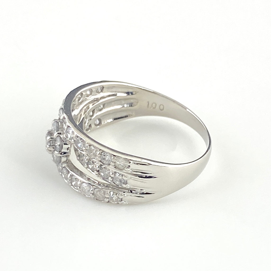 メレダイヤ デザインリング プラチナ 指輪 リング 9号 Pt900 ダイヤモンド レディース 【中古】nbjwl