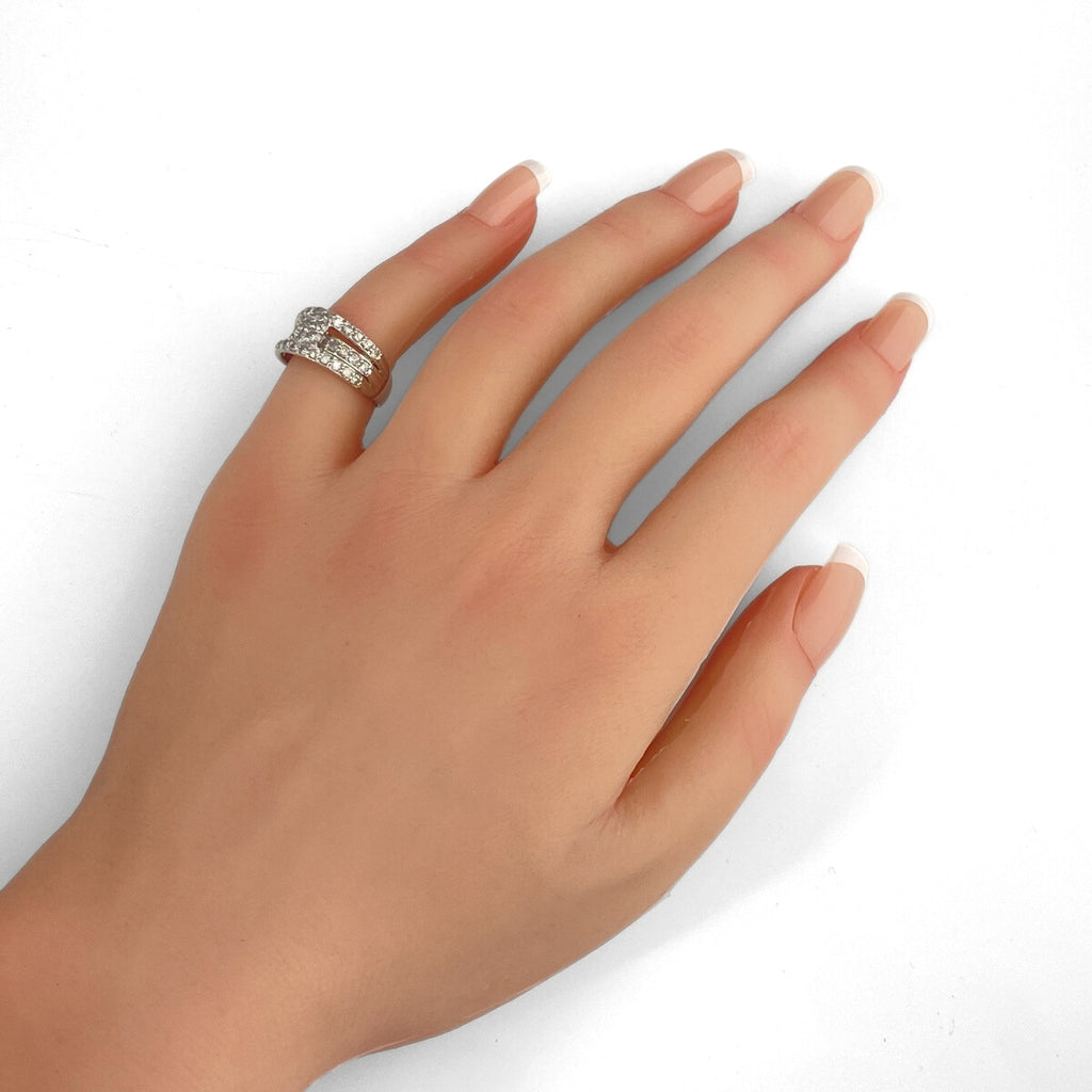 メレダイヤ デザインリング プラチナ 指輪 リング 9号 Pt900 ダイヤモンド レディース 【中古】nbjwl