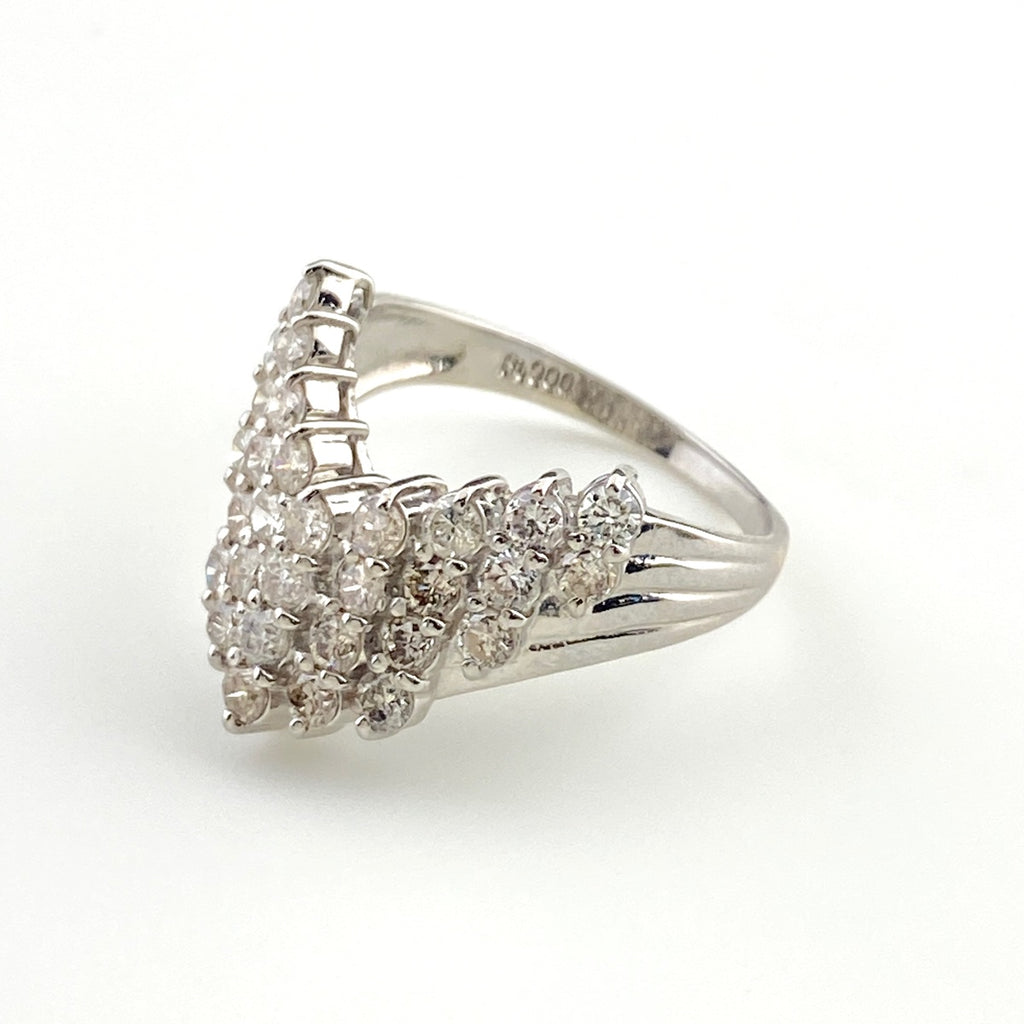 メレダイヤ デザインリング プラチナ 指輪 リング 7.5号 Pt900 ダイヤモンド レディース 【中古】nbjwl