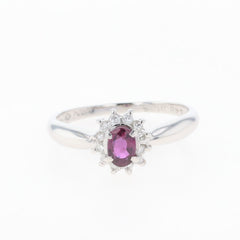 ルビー デザインリング プラチナ 指輪 メレダイヤ リング 13.5号 Pt850 ルビー ダイヤモンド レディース 【中古】nbjwl
