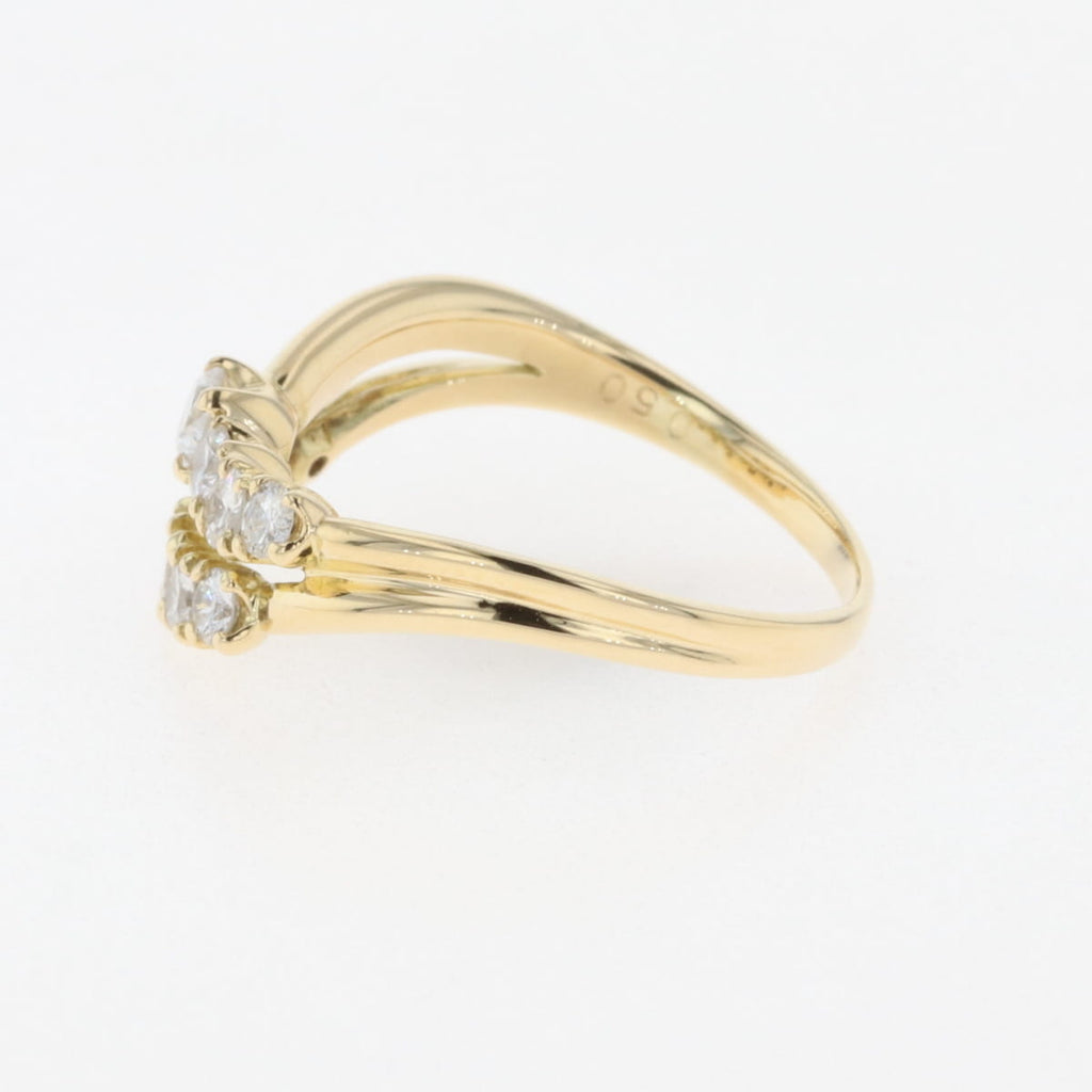も*く様 使用感あり メレダイヤリング　ダイヤモンド　18K 指輪　10号 センターダイヤの両脇にメレダイヤを添えて、より華やかな