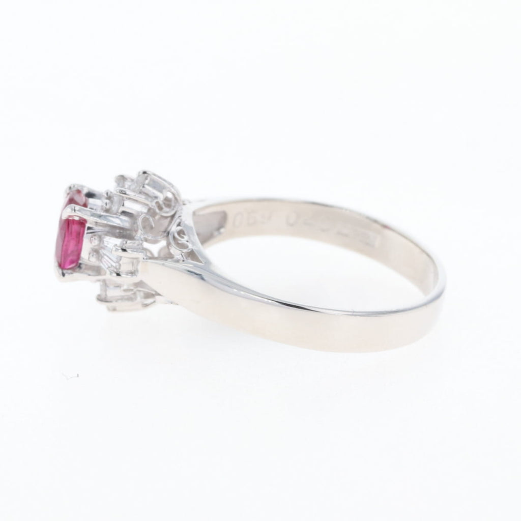 ルビー デザインリング プラチナ 指輪 メレダイヤ リング 12号 Pt900 ルビー ダイヤモンド レディース 【中古】nbjwl