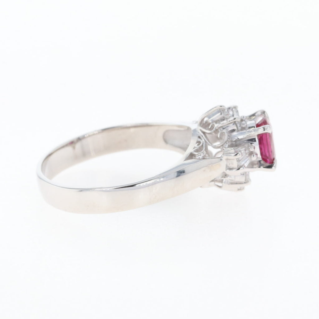 ルビー デザインリング プラチナ 指輪 メレダイヤ リング 12号 Pt900 ルビー ダイヤモンド レディース 【中古】nbjwl