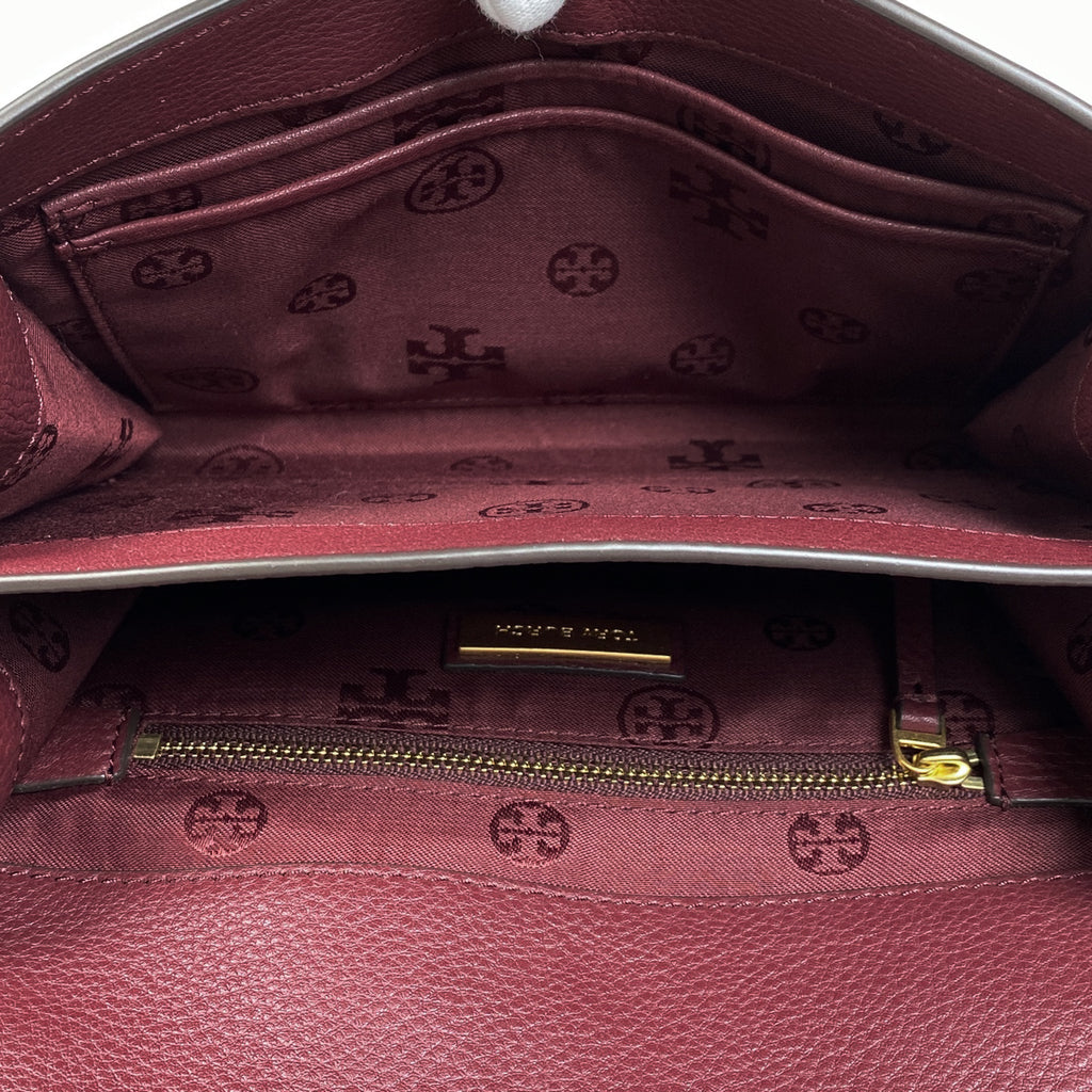 トリーバーチ ロゴ ショルダーバッグ 斜め掛け ショルダーバッグ レザー ボルドー レディース 【中古】brbag