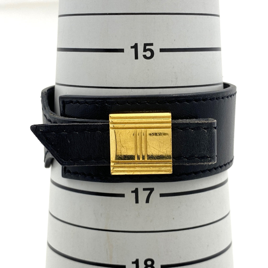 エルメス アルテミス ブレスレット バングル 腕輪 ブレスレット レザー GP ブラック ゴールド レディース 【中古】bracc