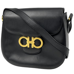 サルヴァトーレフェラガモ ダブルガンチーニ ショルダーバッグ 斜め掛け ショルダーバッグ レザー ブラック 5234 レディース 【中古】brbag