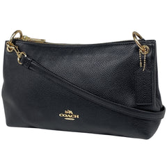 【在庫一掃】 コーチ ロゴ ショルダーバッグ 斜め掛け ショルダーバッグ レザー ブラック F55661 レディース 【中古】brbag