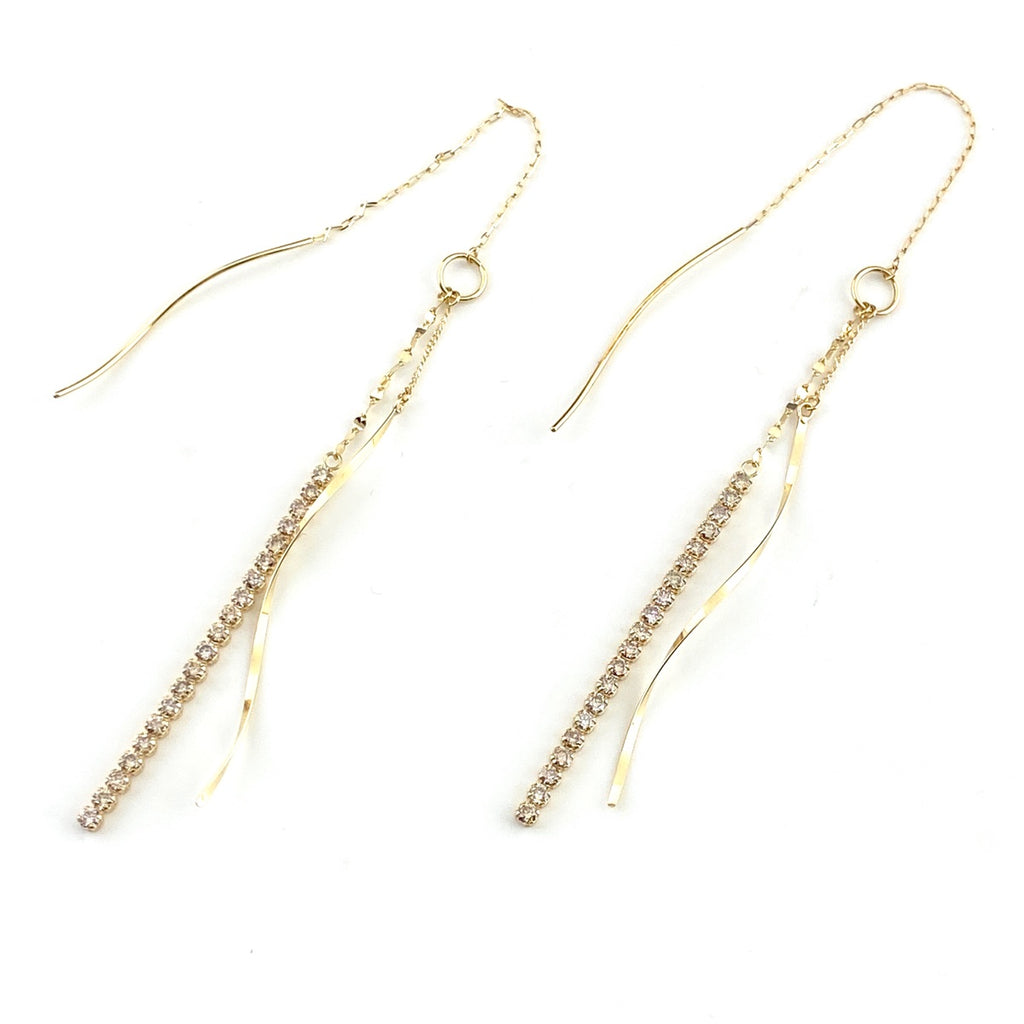 メレダイヤ デザインピアス YG イエローゴールド ピアス K18 ダイヤモンド レディース 【中古】nbjwl