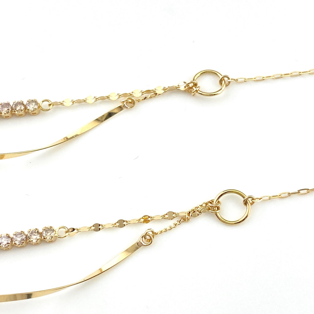メレダイヤ デザインピアス YG イエローゴールド ピアス K18 ダイヤモンド レディース 【中古】nbjwl