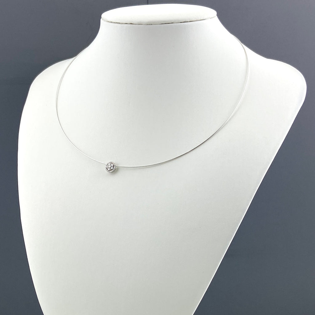 メレダイヤ デザインネックレス WG ホワイトゴールド ペンダント ネックレス K18 WG ダイヤモンド レディース 【中古】nbjwl