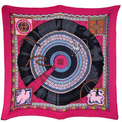 エルメス カレ 90 CENT PLIS DES MIAO 芽家のプリーツ スカーフ シルク ピンク マルチカラー レディース 【中古】brbag