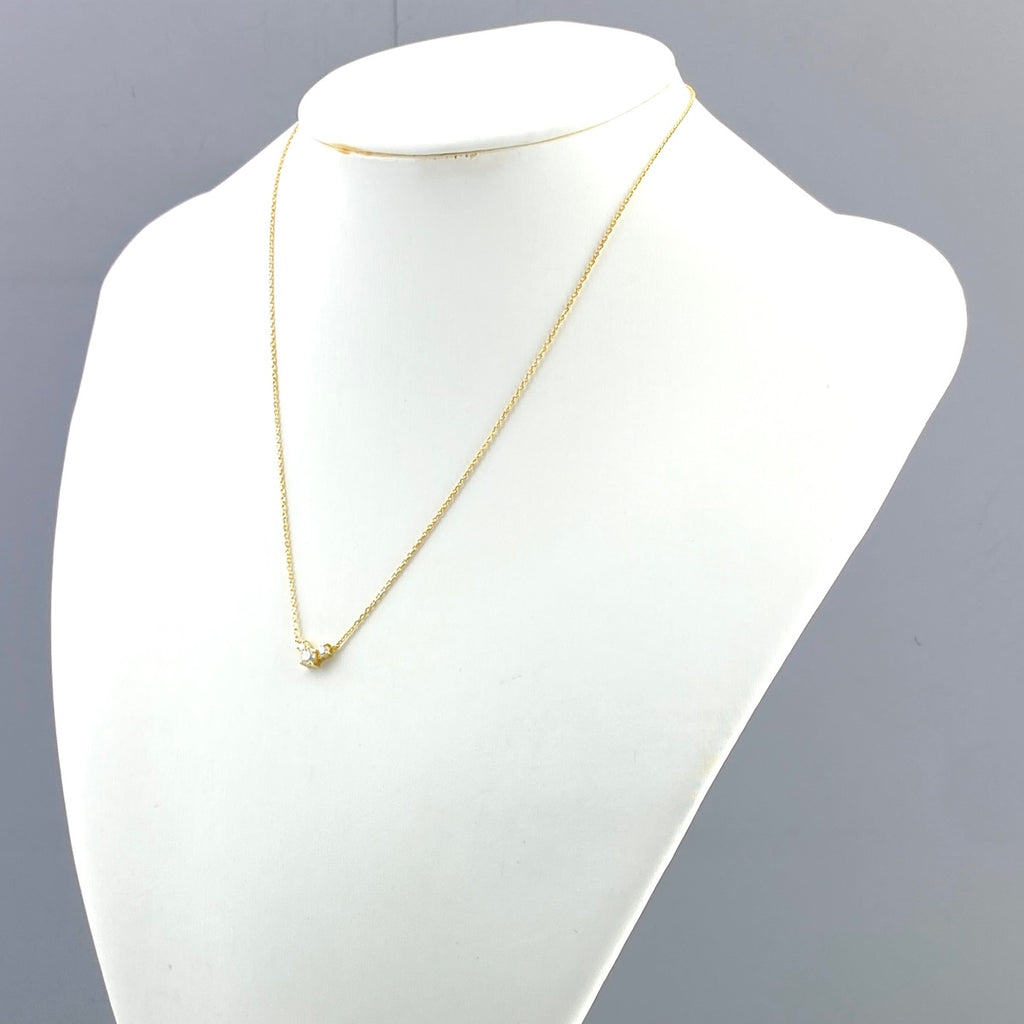 メレダイヤ デザインネックレス YG イエローゴールド ペンダント ネックレス K18 ダイヤモンド レディース 【中古】nbjwl