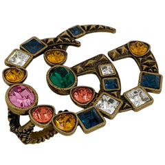 グッチ GGマーモント ラインストーン リング ダブルG ダブルフィンガー リング GP ゴールド マルチカラー レディース 【中古】bracc