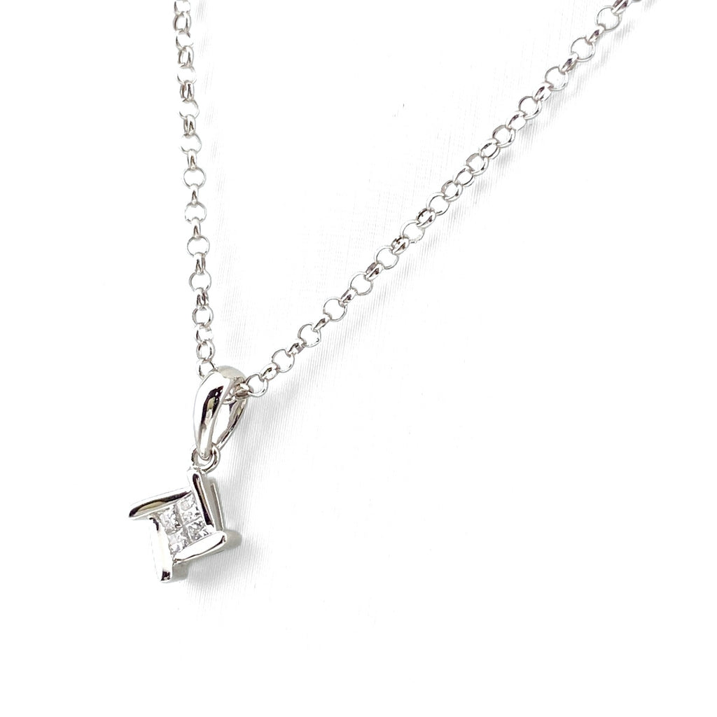 メレダイヤ デザインネックレス WG ホワイトゴールド ペンダント ネックレス K18 WG ダイヤモンド レディース 【中古】nbjwl