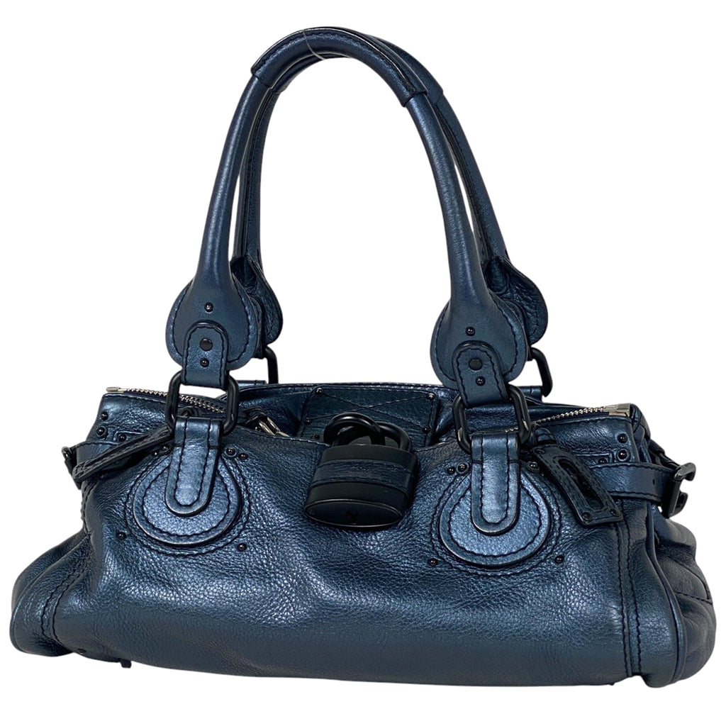 クロエ パディントン ハンドバッグ メタリック ハンドバッグ レザー ネイビー レディース 【中古】brbag
