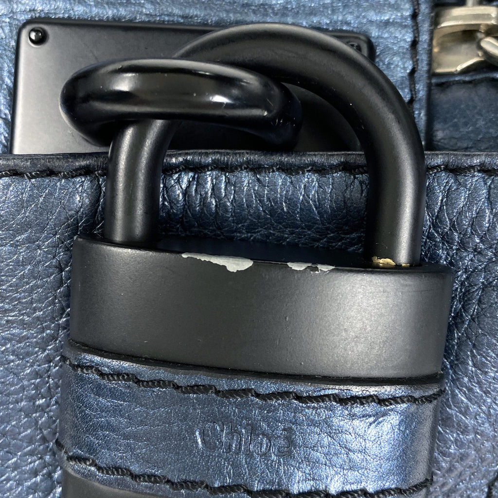 クロエ パディントン ハンドバッグ メタリック ハンドバッグ レザー ネイビー レディース 【中古】brbag