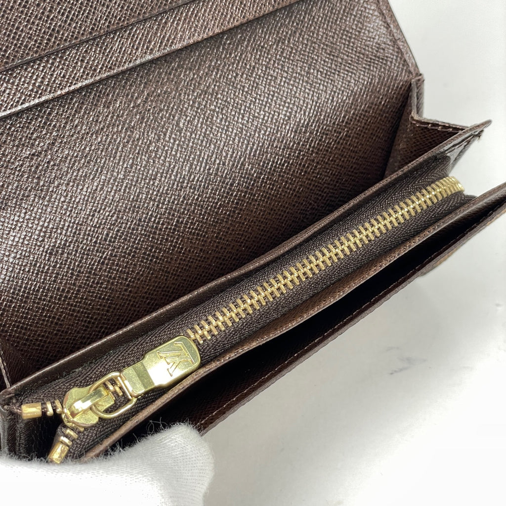ルイ・ヴィトン ポルト モネ ビエ トレゾール L字ファスナー 二つ折り財布 ダミエ ブラウン N61730 レディース 【中古】brbag