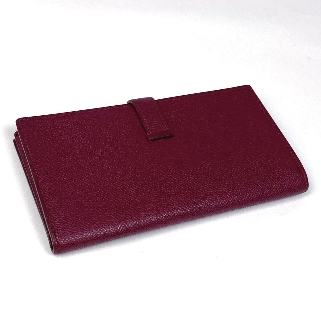 エルメス ベアン スフレ Hロゴ 長財布 ヴォーエプソン ルビー □N レディース 【中古】brbag