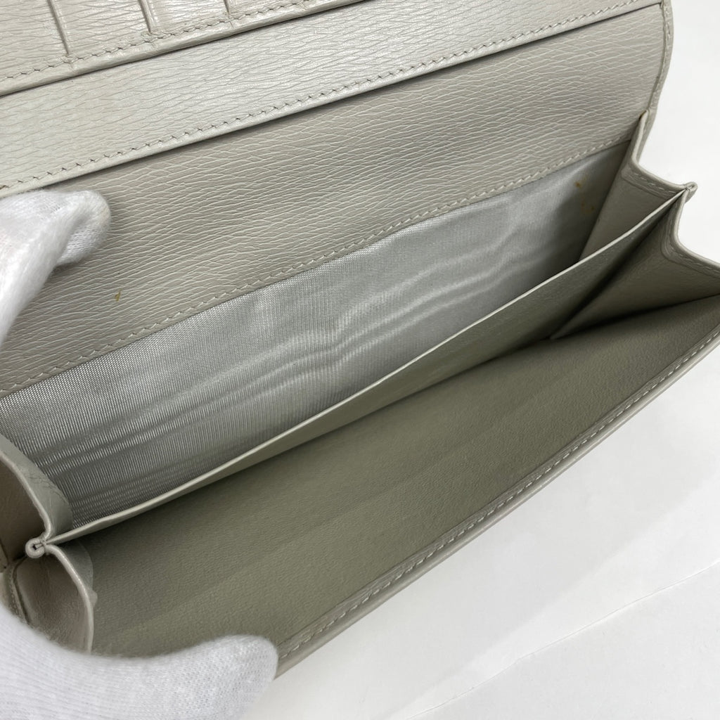 グッチ ジャッキーライン 二つ折り 長財布 03520312134 長財布 レザー グレージュ レディース 【中古】brbag