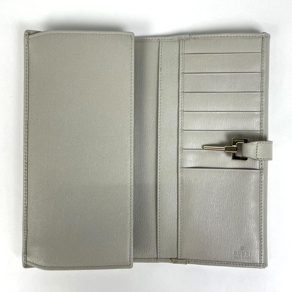 グッチ ジャッキーライン 二つ折り 長財布 03520312134 長財布 レザー グレージュ レディース 【中古】brbag