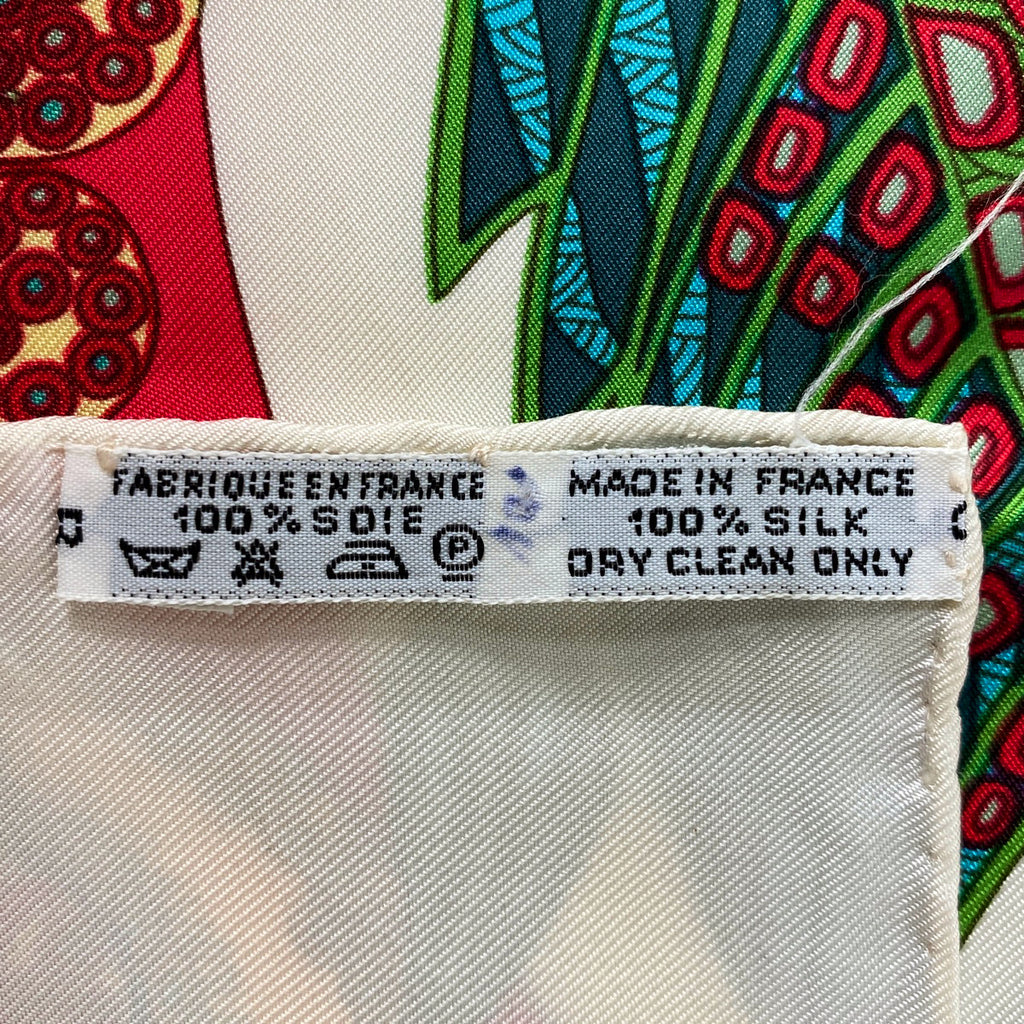 エルメス カレ 90 grands founds 深海 スカーフ シルク ホワイト マルチカラー レディース 【中古】brbag