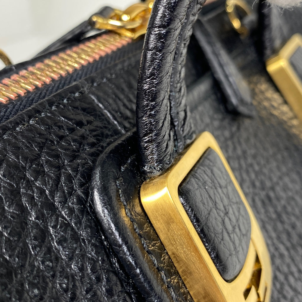 フェンディ カメレオン ハンドバッグ 2WAY ショルダーバッグ ミニボストン ロゴ ハンドバッグ レザー ブラック 8BL114 レディース 【中古】brbag
