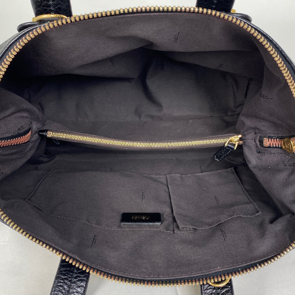 フェンディ カメレオン ハンドバッグ 2WAY ショルダーバッグ ミニボストン ロゴ ハンドバッグ レザー ブラック 8BL114 レディース 【中古】brbag