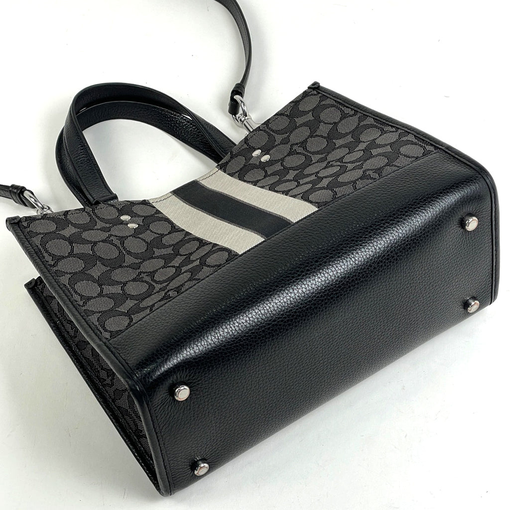 コーチ デンプシー キャリーオール シグネチャー 2WAY ショルダーバッグ ハンドバッグ トートバッグ キャンバス ブラック C8448 レディース 【中古】brbag