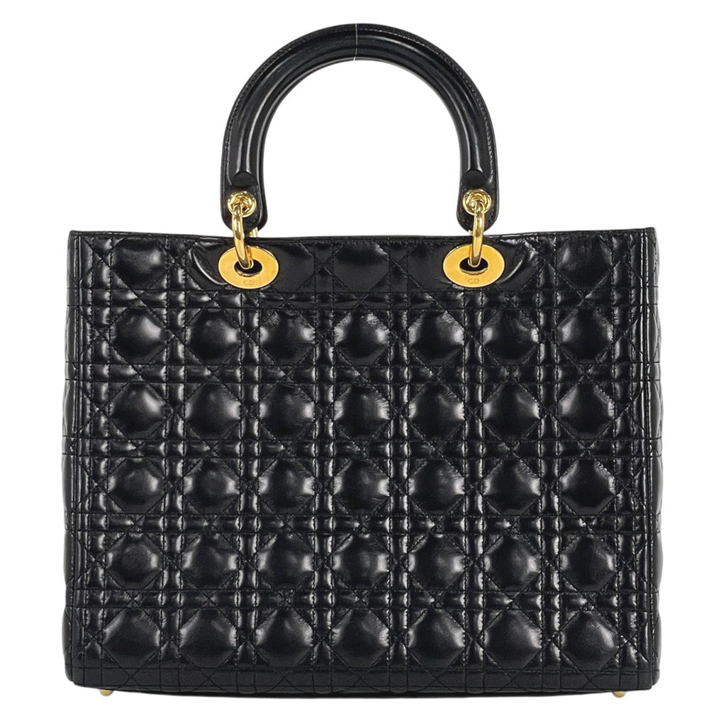 クリスチャンディオール レディディオール カナージュ ハンドバッグ レザー ブラック レディース 【中古】brbag