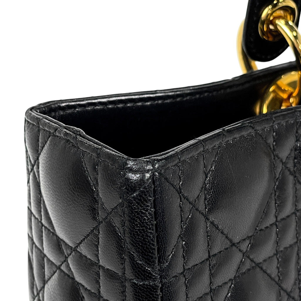 クリスチャンディオール レディディオール カナージュ ハンドバッグ レザー ブラック レディース 【中古】brbag